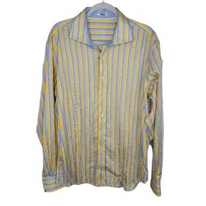Bugatchi uomo striped button up dress shirt xxl